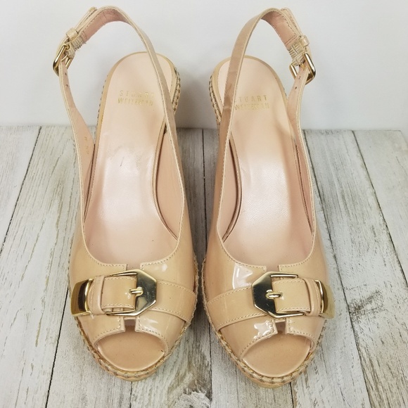 SOLD! Stuart Weitzman | Nude Belted Wedges - Picture 2 of 5